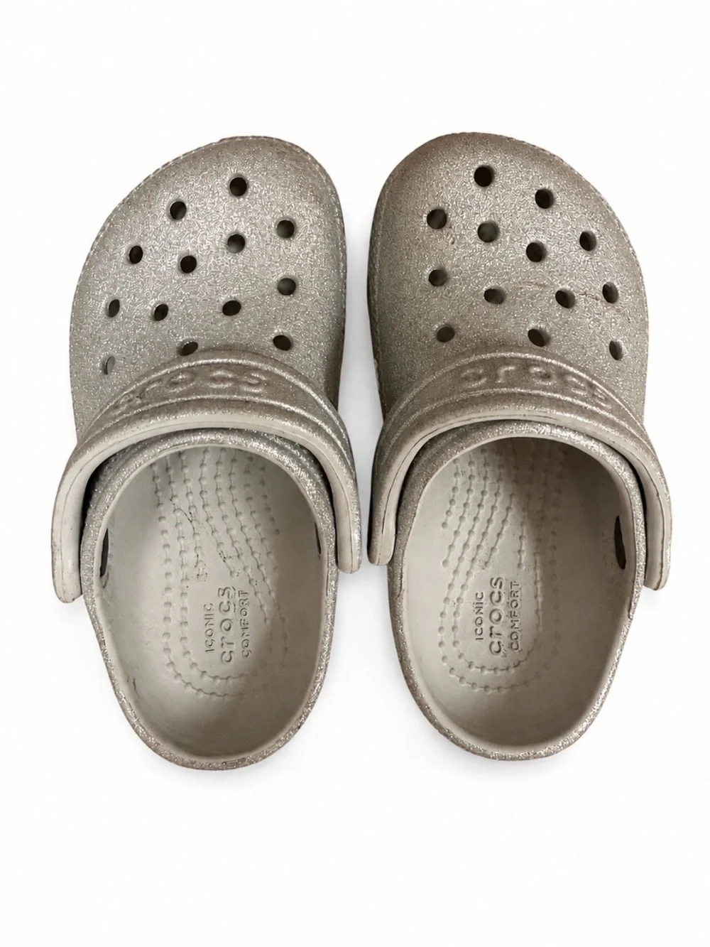 Kids Crocs Silver Glitter Classic Clogs C7